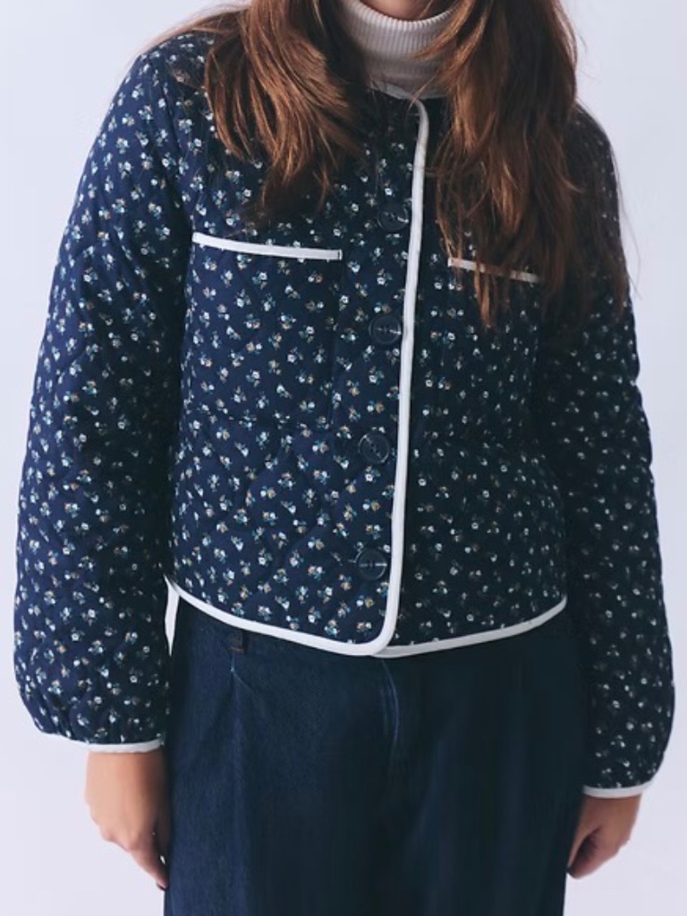 Joie Reversible Quilted Jacket Navy Floral NWT